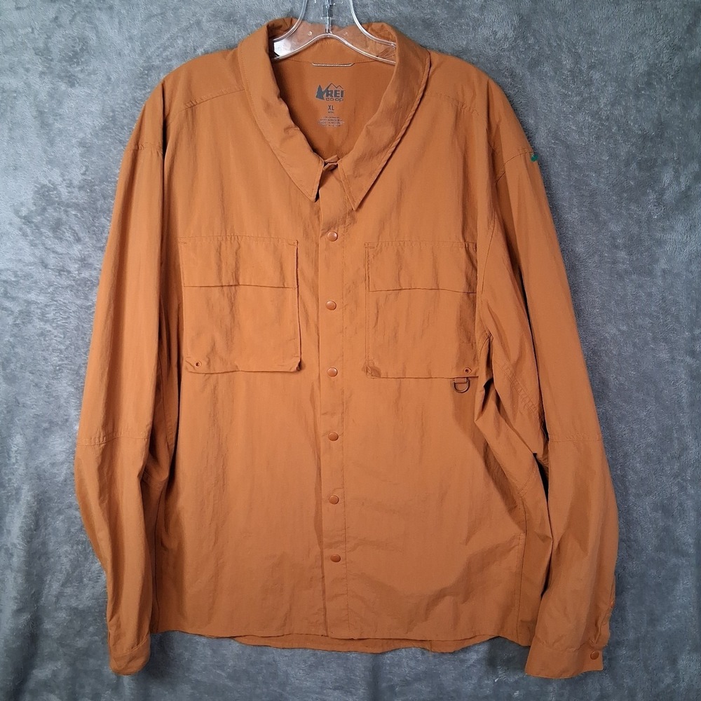 Rei Co-op Savanna Trail Long Sleeve Shirt Men Size XL Brown DWR‎ UPF Hiking